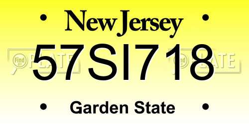 57SI718 New Jersey License Plate