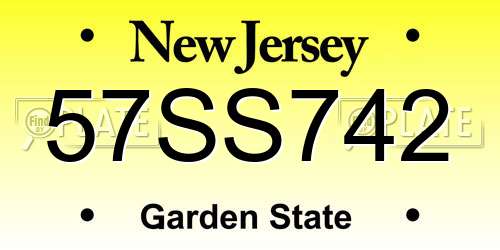57SS742 New Jersey License Plate