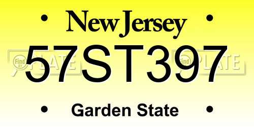 57ST397 New Jersey License Plate