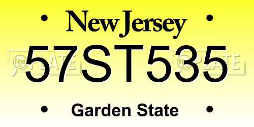 57ST535 New Jersey License Plate