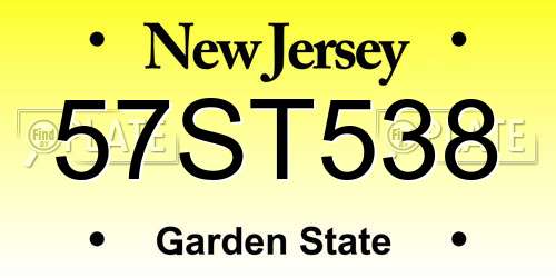 57ST538 New Jersey License Plate