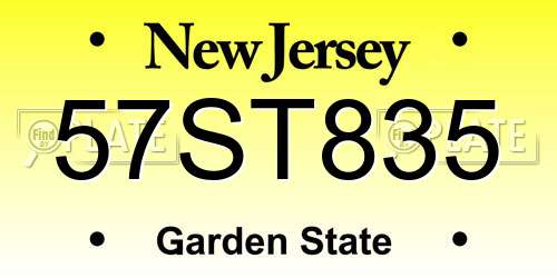 57ST835 New Jersey License Plate