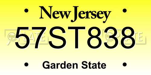 57ST838 New Jersey License Plate