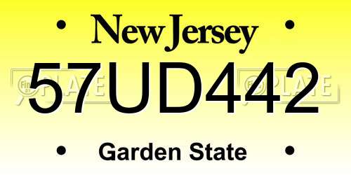 57UD442 New Jersey License Plate