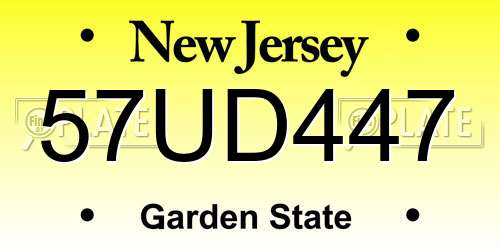 57UD447 New Jersey License Plate