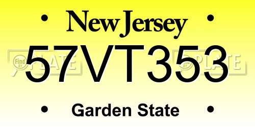 57VT353 New Jersey License Plate