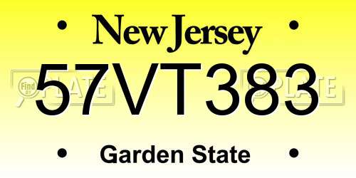 57VT383 New Jersey License Plate