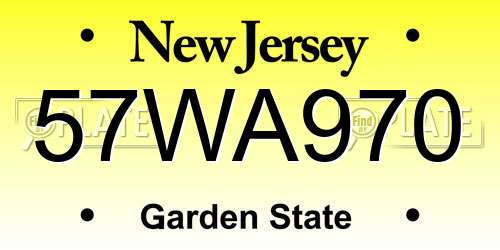 57WA970 New Jersey License Plate