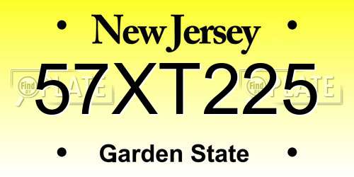 57XT225 New Jersey License Plate