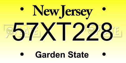 57XT228 New Jersey License Plate