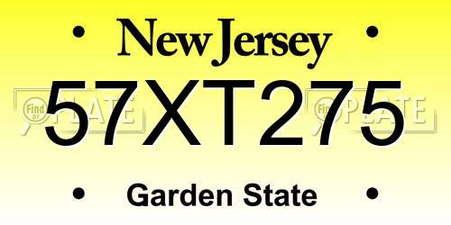 57XT275 New Jersey License Plate