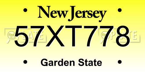 57XT778 New Jersey License Plate