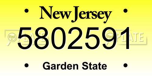 5802591 New Jersey License Plate