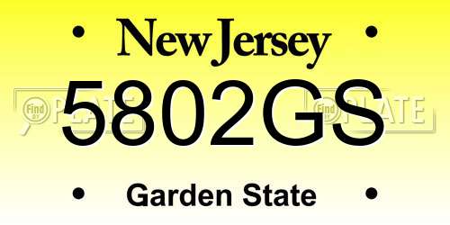 5802GS New Jersey License Plate