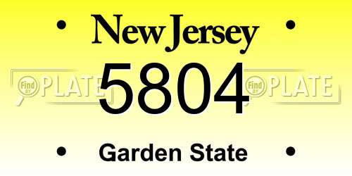5804 New Jersey License Plate