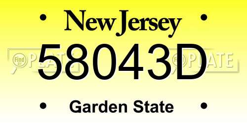 58043D New Jersey License Plate