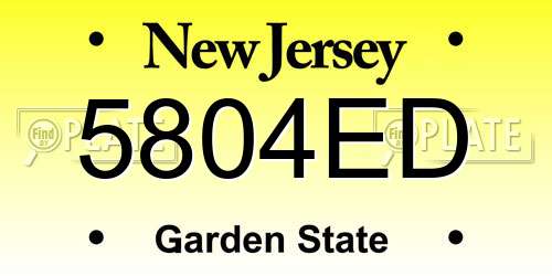 5804ED New Jersey License Plate