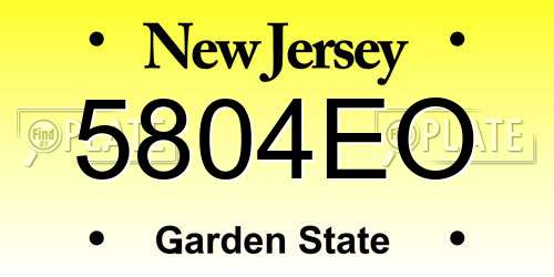 5804EO New Jersey License Plate