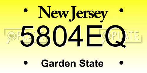 5804EQ New Jersey License Plate