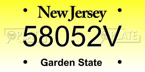 58052V New Jersey License Plate