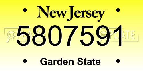 5807591 New Jersey License Plate