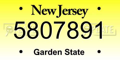 5807891 New Jersey License Plate