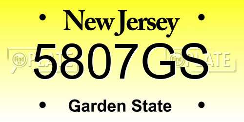 5807GS New Jersey License Plate