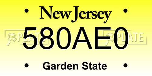 580AE0 New Jersey License Plate
