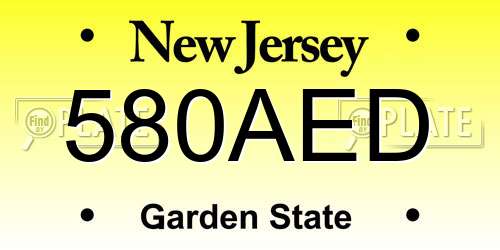 580AED New Jersey License Plate