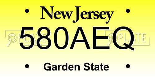 580AEQ New Jersey License Plate