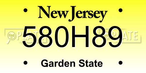 580H89 New Jersey License Plate