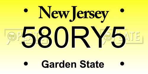 580RY5 New Jersey License Plate