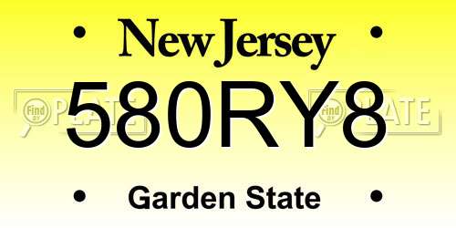 580RY8 New Jersey License Plate