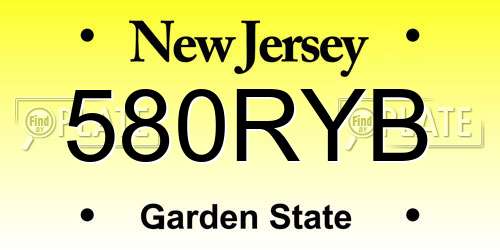 580RYB New Jersey License Plate