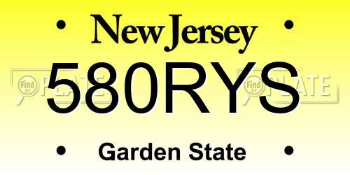 580RYS New Jersey License Plate