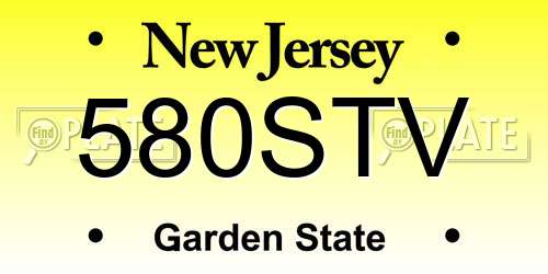 580STV New Jersey License Plate