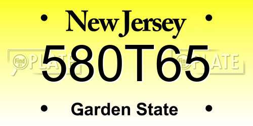 580T65 New Jersey License Plate