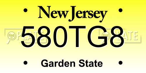 580TG8 New Jersey License Plate