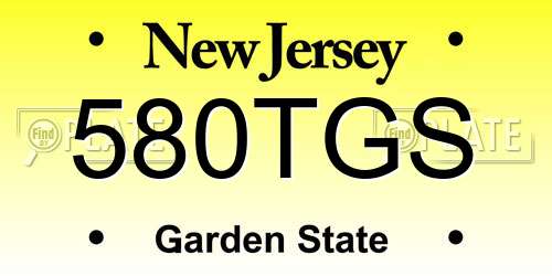 580TGS New Jersey License Plate