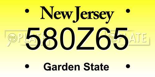 580Z65 New Jersey License Plate