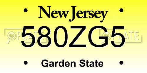 580ZG5 New Jersey License Plate