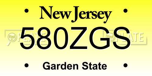 580ZGS New Jersey License Plate