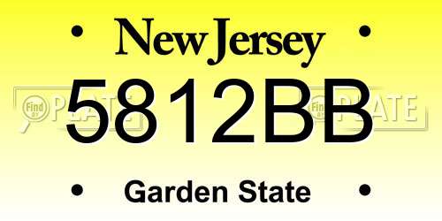 5812BB New Jersey License Plate