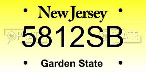 5812SB New Jersey License Plate
