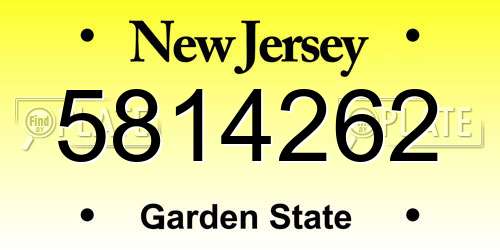5814262 New Jersey License Plate