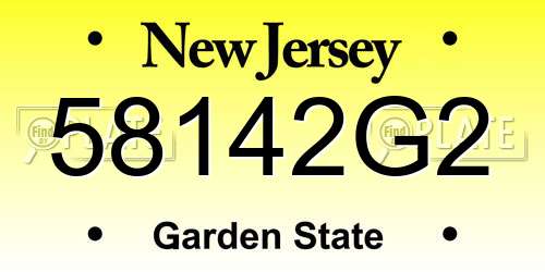 58142G2 New Jersey License Plate