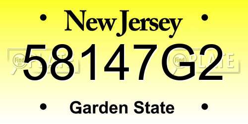 58147G2 New Jersey License Plate