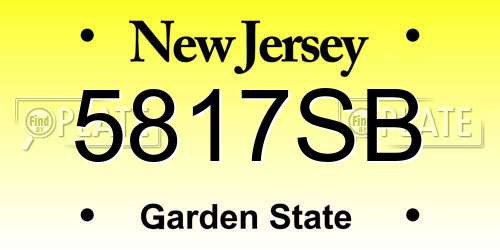 5817SB New Jersey License Plate