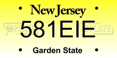 581EIE New Jersey License Plate