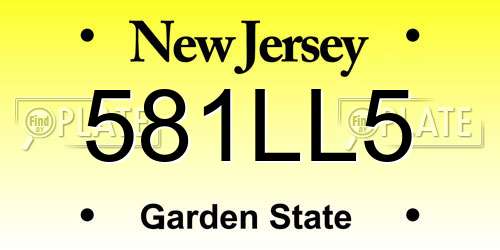 581LL5 New Jersey License Plate